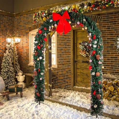 Bonnlo Christmas Arch, 8ft Christmas Tree Arch for Outdoor Indoor Room Festival Decoration Background Stand 240x40x265 cm Green