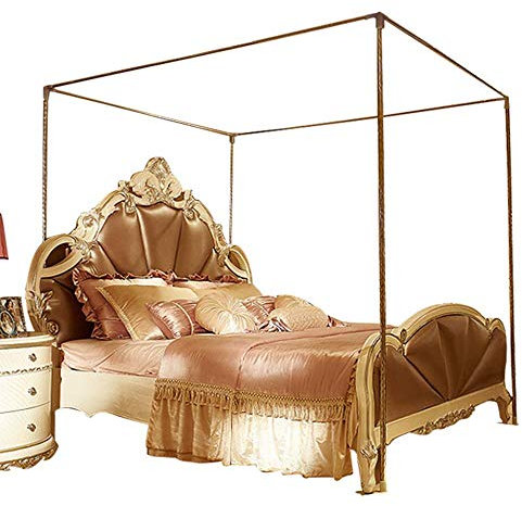 Betthimmel aus Edelstahl, Himmelbett aus Edelstahl, Himmelbett aus Metall mit Vier Ecken für Twin/Full/Queen/California King/Kingsize-Bett, Halterung für Moskitonetz an den Pfosten, 25 mm, 1