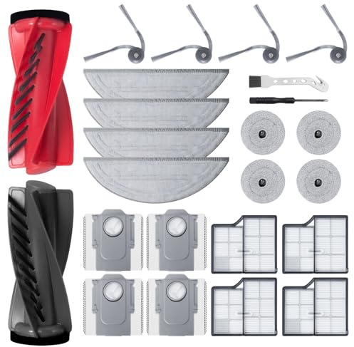 Fixbetter Accessory Set Replacement for Roborock Saros 10 Robot Vacuum Cleaner, 1 Roller Brush, 4 HEPA Filters, 4 Wipes, 4 Round Pads, 4 Dust Bags, 4 Side Brushes, 1 Screwdriver Replacement Parts