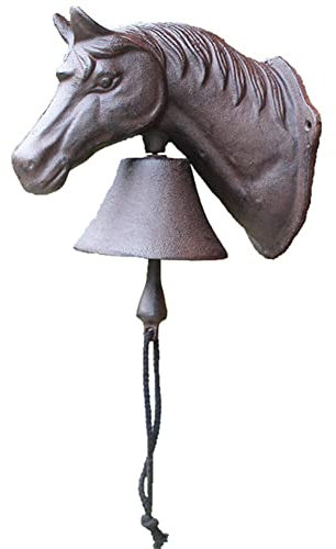 HEYDGBBZ Battery Operated Indoor Doorbell, Manual Doorbell,Vintage Door Bell, Manual Shaking Doorbell Horse Head Decoration Door Bell Antique Style Wall Mounted Cast Iron Doorbell