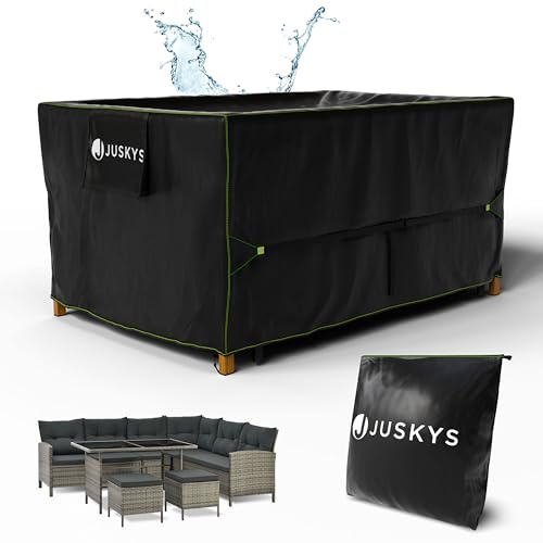 Juskys Gartenmöbel Abdeckplane CoverSafe Pro 150x90x75 cm - winterfest & wasserdicht - Schutzhülle für Gartentisch, UV-Schutz, Abdeckhaube Gartentisch