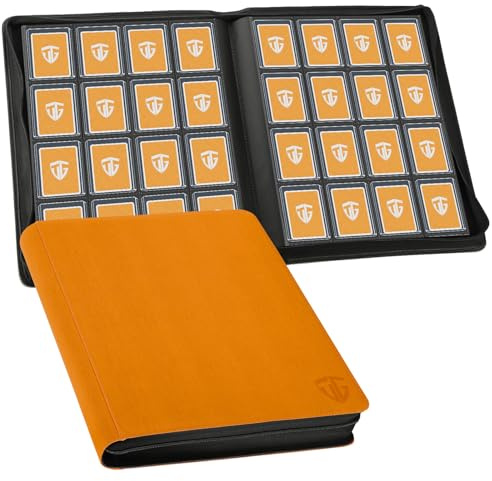 TCGUARD Toploader Sammelkarten Album für 640, 16 Fächer Card Binder mit Hüllen für 3x4 Rigid Toploader, Trading Card Binder für TCG, MTG-Karten, Kartensammelalben, Orange