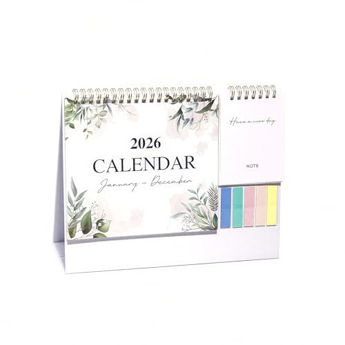 Desk Calendar 2026 UK - 2026 Family Calendar UK with Abundant Sticky Notes & Categorized Labels, 2026 Desk Calendar Calendars 2026-2027 Personal Organiser for Daily Reminder