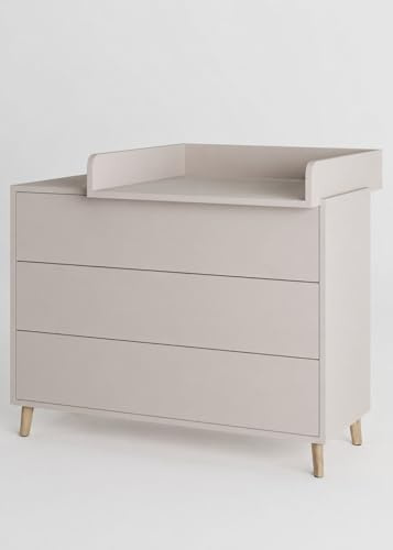 Sämann Wickelkommode EDEN – Push-to-Open, Touch-Close, abnehmbarer Wickelaufsatz & Schubladen mit Fächern (sahara dust)
