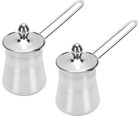 Jenngaoo Pentola per Caffè Turco 2 Pezzi, Acciaio Inossidabile 15 fl oz Bricco Latte Cioccolato Salse, Pentole da a Gas per Caffè Greco Arabo, Uso Multifunzionale
