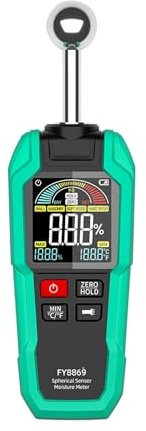 Humidimètre numérique for bois, plage d'humidité de 0 à 100% HR, testeur du, enregistrement l'humidité, détection automatique, détecteur Mesure Précise