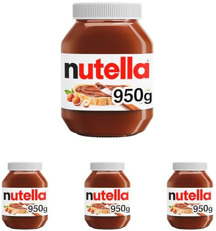 Nutella - Crema Spalmabile alle Nocciole e Cacao, Senza Glutine, Conservanti e Grassi Idrogenati, Ottimale a Colazione, Vasetto da 950 gr (Confezione da 4)