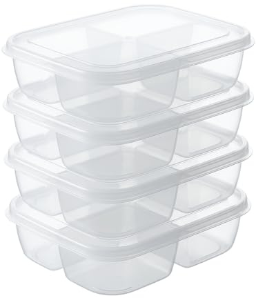 4 Pcs Reusable Snack Containers with Lids,500ml Lunchables Snack Box with Compartments,Meal Prep Boxes,Stackable Bento Lunch Box with 4 Compartments,Food Containers with Lids for School Work Travel