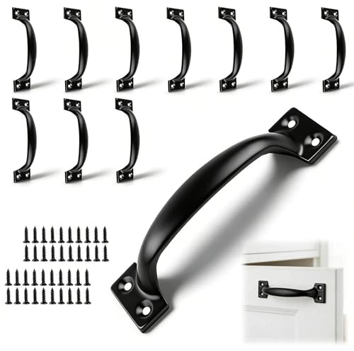 txuzong Tiradores para muebles (10 unidades, hierro fundido, 120 mm de distancia entre orificios, incluye 40 tornillos, tiradores de cocina para cajones, armarios y puertas, estables y mate)