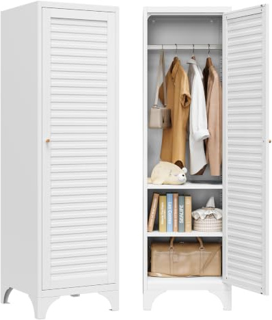 Sightlife Garderob metallskåp garderobsskåp 45B x 155H x 49 Tcm | Tyst magnetisk stängning klädstänger klädställ metall omklädningsskåp