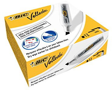BIC Velleda 1781 Whiteboard-Marker (keilförmige Spitze, 3,5 - 5,5 mm) Packung à 12 Stück schwarz
