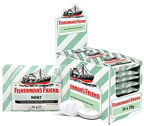 Fisherman's Friend - Sachets Menthe - Pastilles Sans Sucres - Force et Haleine Fraîche - Lot Idéal pour le Partage - 24 Sachets de 25 g Chacun - Blanche - 600 g (L'emballage peut varier)