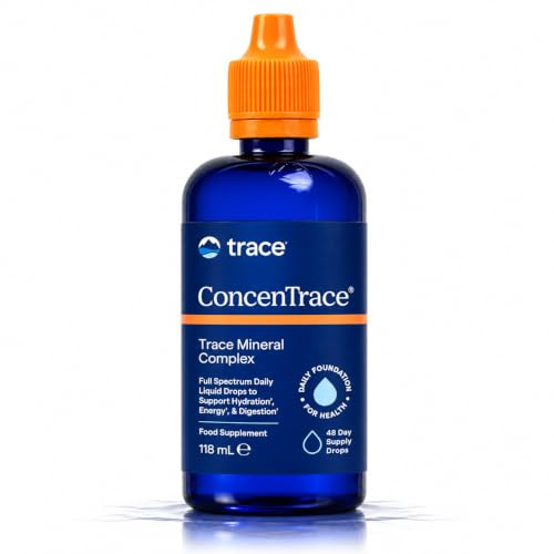 Trace Minerals ConcenTrace® Trace Mineral Drops, Gotas de Minerales Líquidos de Agua de Mar, Concentrado de Minerales con Magnesio y Electrolitos, Vegano y Sin Aditivos, 118 ml