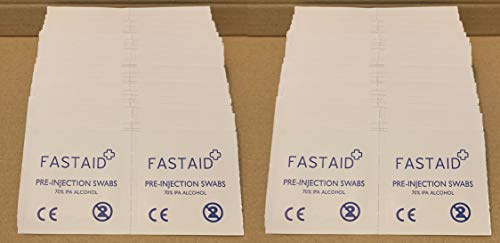 Fastaid 70% IPA Alcohol Wipes for Electronics, Swabs, Tattoo, Pre-injection Swabs, 200 Pieces (2 Boxes)