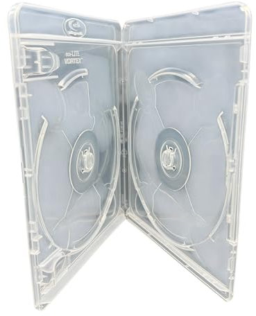 100 x AMARAY VORTEX Eco-Lite Clear Blu-ray 2-Disc Cases – 11mm Spine, Double Disc 3D Blu-ray Packaging with Outer Sleeve for Artwork – Holds 2 Discs – Premium Clear Vortex Blu Ray Case – 100 Pack