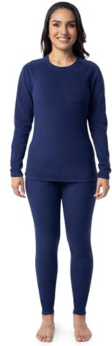 Fruit of The Loom Women's Stretch Fleece Thermal Set Underwear, Indigo Ocean, X-Large