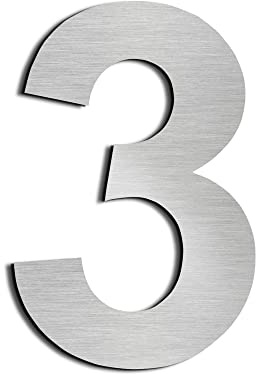 Oedim Numero civico in acciaio inox | Numero 3 da 20 cm di altezza | 1,2 mm di spessore | finitura lucida | ideale per esterni o interni | alta resistenza