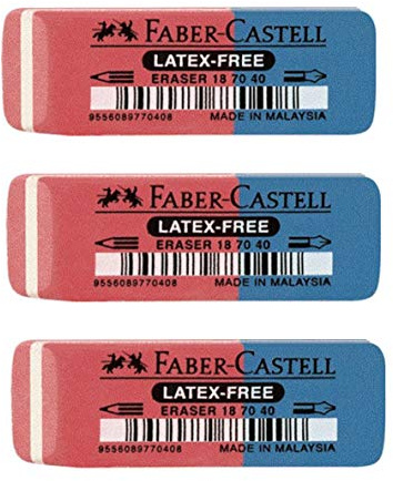 Faber-Castell 187040 - Radierer Latex-Free, Tinte/Blei, 7070-40 (Radierer, 3 Stück)