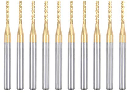 Nxtop 10Pcs 1.5mm Titanium Coat Carbide End Mill Engraving Milling Cutter CNC Router Bits for PCB Machine, 1/8 Shank