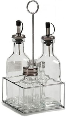 marion10020 Gewürzständer Edelstahl Menage Set Menagen Gewürz-Ständer Tischgestell, 4-teilig, quadratisch