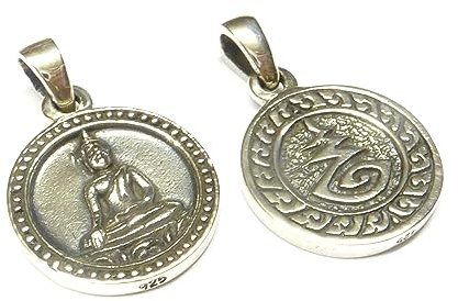 Silberschmuck - BG Buddha Anhänger 925 Sterling Silber – Siddharta Gautama, Kettenanhänger, Schutzsymbol Glücksbringer Unisex