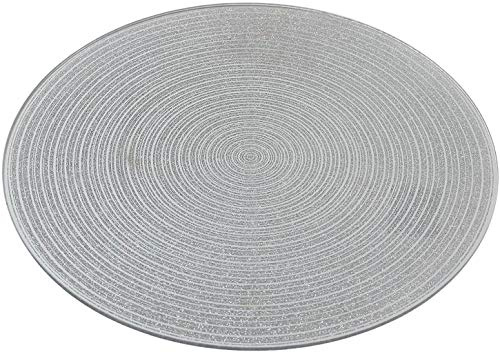 Floralcraft 20cm Round Glitter Swirl Mirror Plate - Wedding Table Centrepiece, Mirror Glass Display Candle Plate with Beveled Edge and Non-Slip Feet