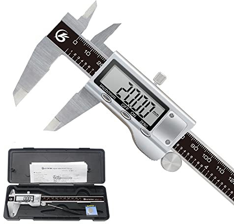 KETOTEK Messschieber Digital Schieblehre Edelstahl, 150mm / 6-Zoll Schublehre mit Ersatzbatterie, Caliper Hoch Messgenauigkeit Groß LCD Display für Haushalt & Industrie Messeung