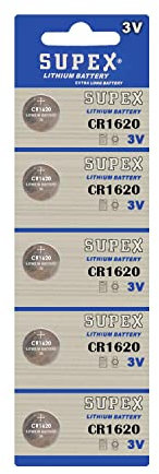 SUPEX Pile bouton CR1620 3 V Lithium 5 cartes