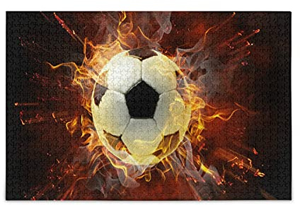 Feuer Fußball Fußball Puzzles 500 1000 Teile für Erwachsene Spielzeug Puzzle Spiel für Mädchen(Jedes Foto kann individuell angepasst Werden)