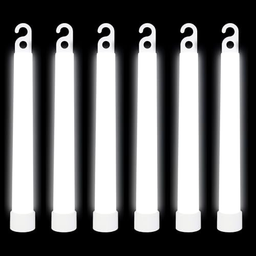 Trimming Shop Schlüsselband für Leuchtstäbe, 15,2 cm, hochwertig, ultrahell, im Dunkeln Leuchtend, Mega-Party, 25er-Pack (weiß) für Silvester, Abschlussfeier, Camping