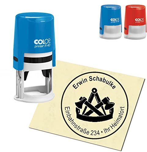 Stempel Adressstempel personalisiert - Zimmerer Zimmermann - rund ∅ 40mm Automatikstempel als Firmenstempel Namensstempel Bürostempel