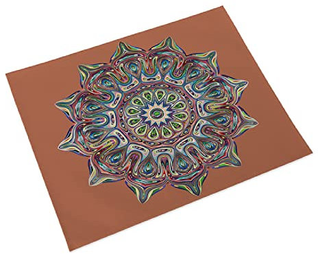 Manteles Individuales Caffè Verde Alla Mandala Salvamanteles Individuales Algodón Lino Lavable Individuales Mesa Resistente al Calor Bajoplatos Tapetes para Mesa Bajoplatos 30x45cm 4 Pcs