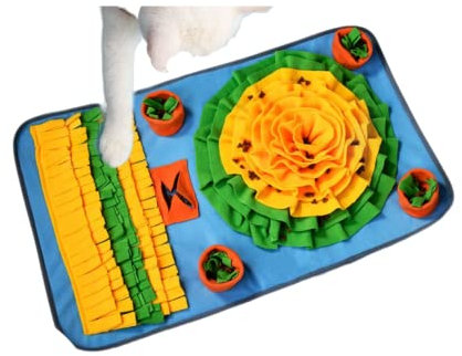 YSISLY Schnüffelteppich Für Hunde, Waschbar Trainieren Schnüffeldecke Schnüffelmatte, Faltbar Riechen rutschfest Schnüffelspielzeug Intelligenzspielzeug Für Haustier Hunde Katzen(Blaue Unterseite)