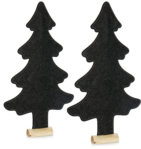 com-four® 2X dekorativer Filz-Aufsteller für Weihnachten, Tannenbaum | Filz mit Massivholz-Fuß - winterliches Wohnaccessoire - Weihnachtsbaum als Wohnraum-Dekoration
