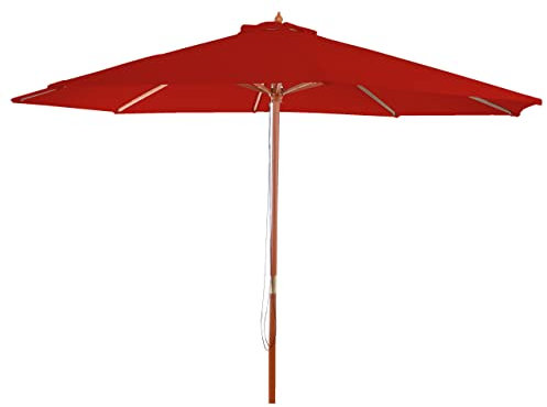 Mendler Parasol Florida parasol de marché Ø 3m polyester bois rouge