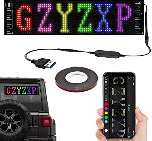 GZYZXP LED Programmierbares Flexible Display Panel mit Bluetooth, APP Gesteuert, Leuchtreklame Personalisiert, RGB LED Matrix Leuchtschilder für Car, Shop, Bar, Graffiti, Text, Animation Display