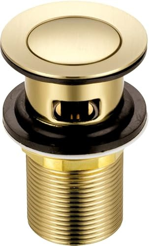 Xcel Home G - Basura para Lavabo de 1.25 Pulgadas BSP ranurada Dorada | Tapón redondo de latón para fregadero de baño, conexión estándar británica, reemplazo ideal y fácil instalación, 1 unidad