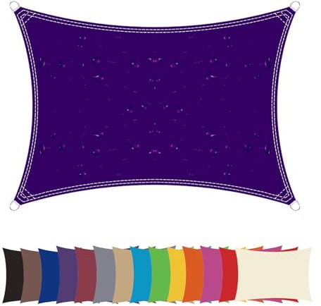 ZHhan Sun Shade Sail Triangle Rectangle Shade Sails Awning Canopy Waterproof Sunscreen 98% UV Block for Garden Patio Canopy with Free Ropes Purple