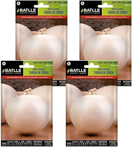 Pack 4 Semillas cebolla blanca tardía Lérida en sobre de Semillas Batlle