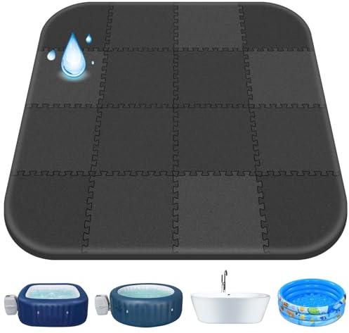 Alfombrilla Inflable para bañera de hidromasaje de 85 x 85 Pulgadas, Accesorios inflables para Jacuzzi, Almohadilla de Espuma EVA Extra Gruesa para Jacuzzi, Base Acolchada para Interiores y