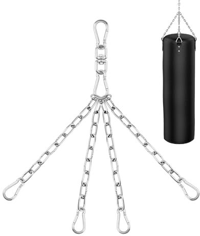 QWORK® Catena a 4 fili per sacco da boxe, acciaio inossidabile, lunghezza totale 50 cm, girevole a 360 gradi, capacità di carico massima 70 kg
