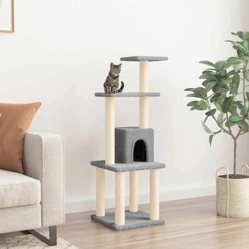 ARKEM Rascador para Gatos con Postes de sisal Gris Claro 105 cm Arbol Rascador para Gatos Grandes