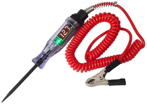 Circuit Tester, 3V-70V Dc Electric Tester, Digital Display Voltage Test Pen with Retractable Spring Wire, Crocodile Clip, Car Truck Relay Testing Pen for Automotive, Fuse, Wiring Circuit Checking