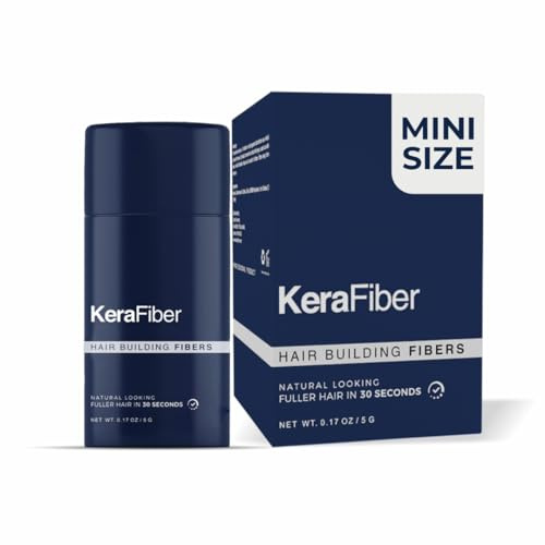 KeraFiber Fibres capillaires professionnelles naturelles à la kératine pour homme et femme, tête complète des cheveux en 30 secondes (5 g) - Pack de voyage, noir, non parfumé, poudre, unisexe adulte