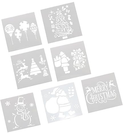 Lurrose 7stücke Weihnachts Schablonen Ausgehöhlte Malvorlagen Für Junge Mädchen Cartoon Zeichenwerkzeuge Bildung Lernspielzeug Hohlmalvorlage Zeichenvorlage