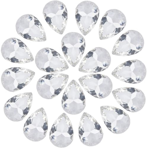 GORGECRAFT 20pz Cristallo A Goccia Grandi Strass Punto Indietro Pietre Preziose da Cucire su Vetro Strass Sfaccettato Senza Foro Gemme per Abiti Vestiti Indumenti Arte Artigianato Fai da Te 30x20mm