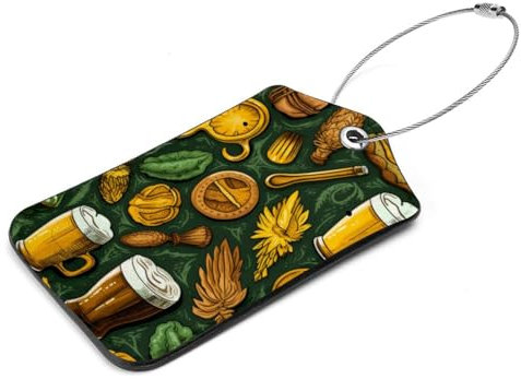 Kofferanhänger für Koffer,Kofferanhänger für Gepäck,Kofferanhänger,2-Pc,Bier-Essen-Cartoon-Tisch