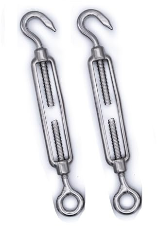 2Pcs 316 Stainless steel turnbuckle rigging screw hook to eye M5 M6 M8 tension adjuster A4 marine grade… (M8)