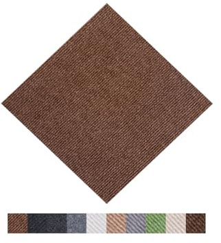 Hiseng Teppichfliesen Selbstklebend 30x30cm - 10/20/30 Stück Teppichfliesen Selbstliegend Rutschfeste Strapazierfähig Teppich Bodenbelag für Büro Wohnzimmer Schlafzimmer (20 Stück,Braun)