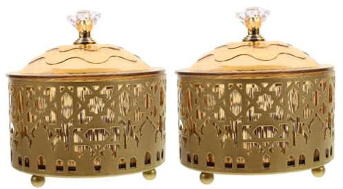 ABOOFAN 2pcs Dessert Serving Tray Ramadan Decor Metal Snack Plate Eid Snacks Tray for Party